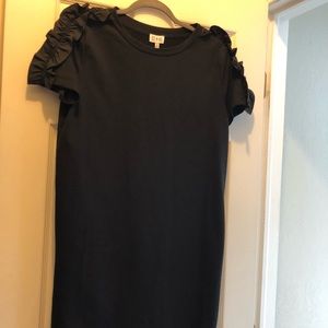 Black Ruffle Shoulder T-Shirt Dress